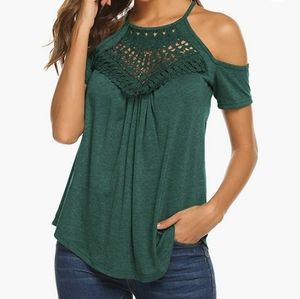 Bluetime Cold Shoulder Halter neck Top Size L